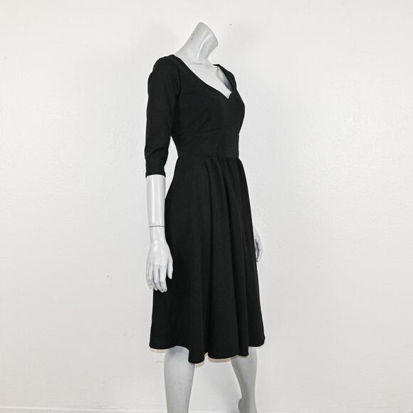 Laura Byrnes Women's Pinup Priscilla Swing Dress in Black Size Medium - Picture 3 of 14